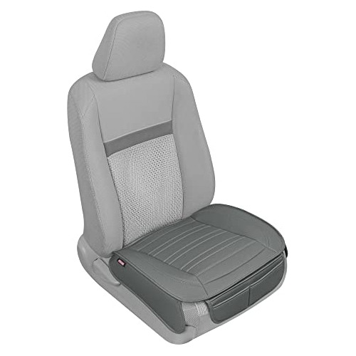 Gray Faux Leather 1-piece Padded Car Seat Protector Wit...