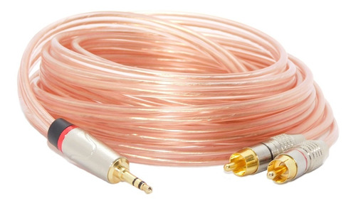 Cable Audio Plug 3,5 Stereo A 2 Rca  Metalico Dorado X 5 Mts