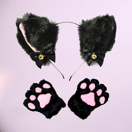De Conjunto De Diadema Y Guantes Con Orejas De Gato De