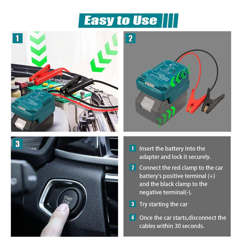 Kit Jumper Cables Jump Para Batería De 18 V, Arranque Rápido