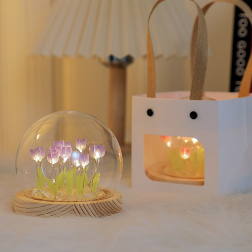 Luz Nocturna Con Espejo De Tulipán De Nube Para Dormitorio