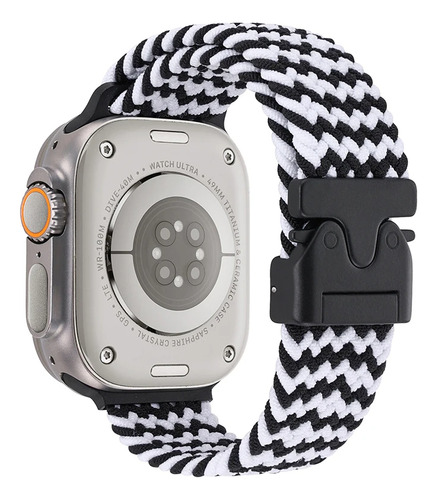 Correa Trenzada Para Apple Watch S10 Ultra 42 44 45 46 49mm Negro/blanco W 38/40/41/serie 10 42 Mm