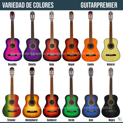 Imagen 3 de 10 de Guitarra Criolla Colores Funda Pua Mediana 3/4 Niño + Envio
