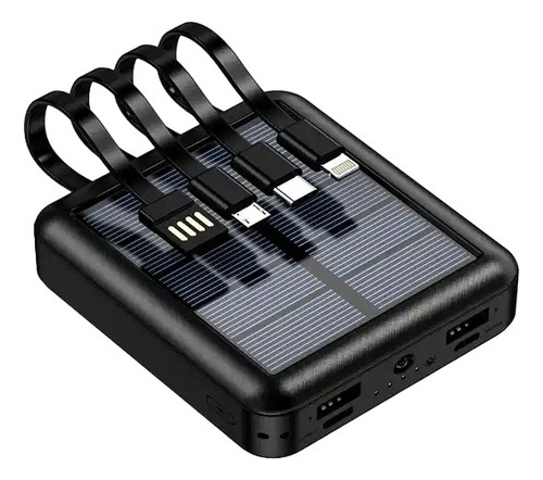 Cargador Portátilde Energía Solar 4 En 1 Color Negro