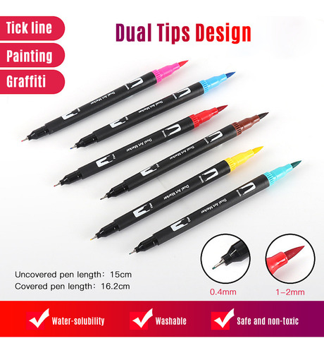 Marcadores De Doble Punta De 72 Colores Para Dibujar Y Bosqu