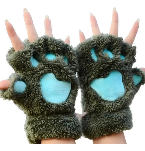 En Stock Abfa Shop Guantes Mitones Kawaii Huella Gato Verde