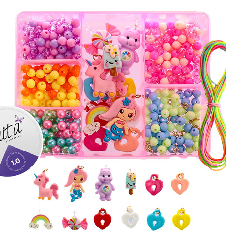 Kit Para Montar Bijuteria Infantil Iniciante + Brinde Letras