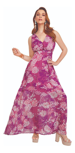 Vestido Dama Formal Estampado Floral Maxidress 930-26