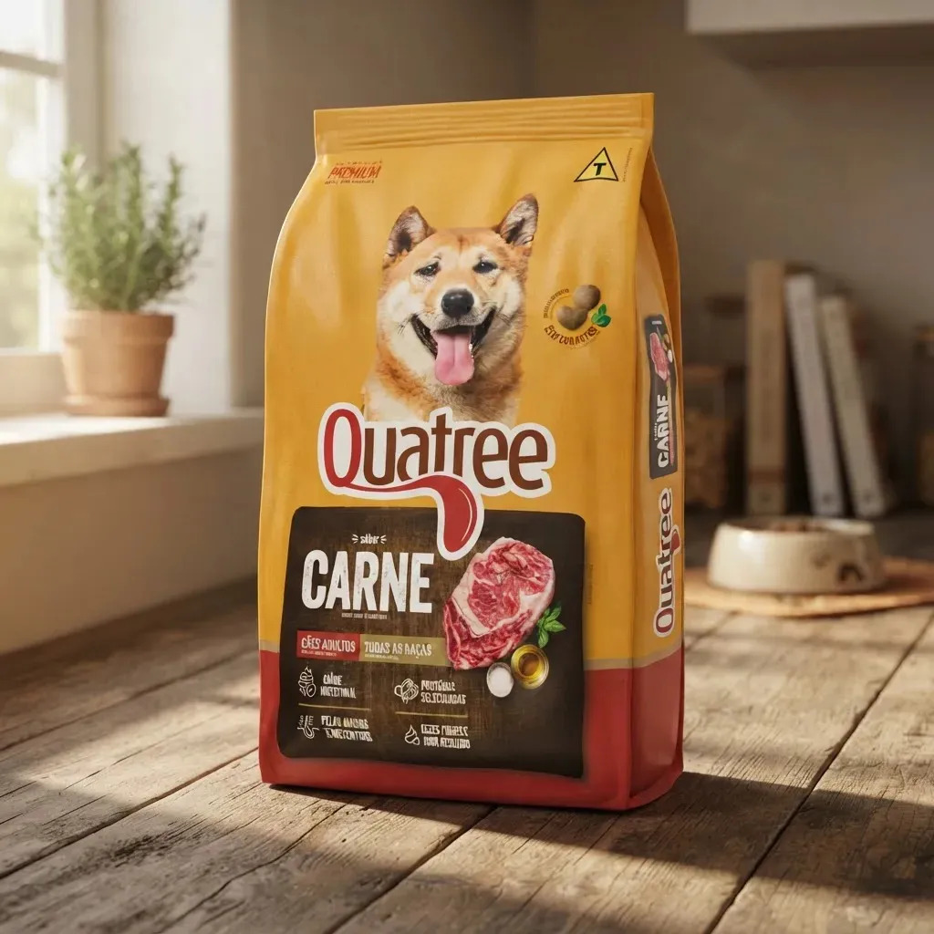 Ração Quatree carne, todas as raças, Cães adultos.