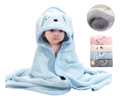 Toalla De Baño Bebé Con Capucha Animales Manta Suave (0-3a)