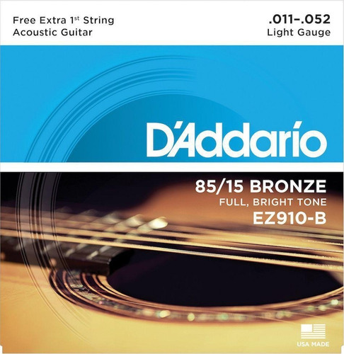 Imagem 2 de 5 de Encordoamento Violão Aço Daddario Ez910b 011 Bronze Mi Extra
