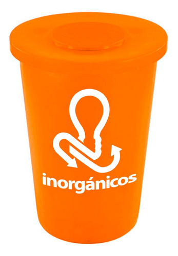 Bote De Basura 145 Litros Color Naranja Reciclar Inorganico 