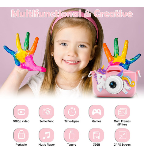 Cámara Digital Multifuncional Para Niños Con Tarjeta De 32 G
