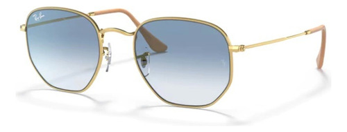 Lentes De Sol Rb3548 Hexagonal Metal 001/3f - Talle M Azul Degrade Azul Claro Dorado Dorado