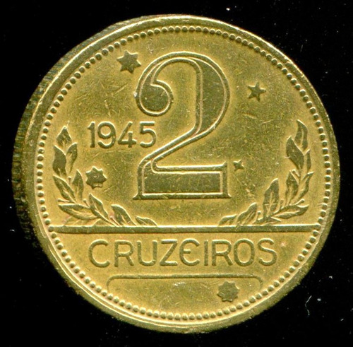 Moeda Do Brasil- 2 Cruzeiros Bronze- 1945 - Mbc/ Sob - L.569