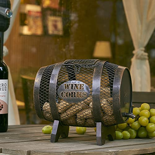 Soporte De Corcho De Vino De Barril Grande De Metal Rústico