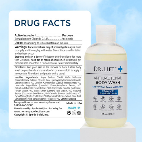Gel De Baño Dr. Lift Antibacteriano 240 Ml Para Mujeres Y Ho