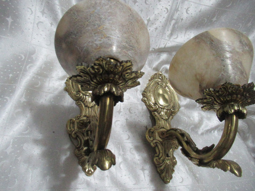 Par Apliques De Pared Bronce Tulipas Cónicas Alabastro 15760 Dorado (Usado)