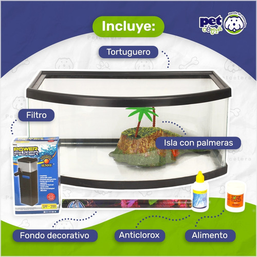 Imagen 2 de 10 de Kit Tortuguero Equipado | Pecera Panoramica | Tortugas