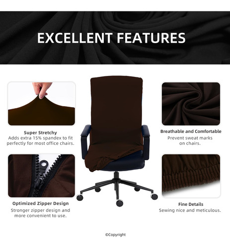 Funda Elástica Para Silla De Oficina Respaldo Alto Poliéster