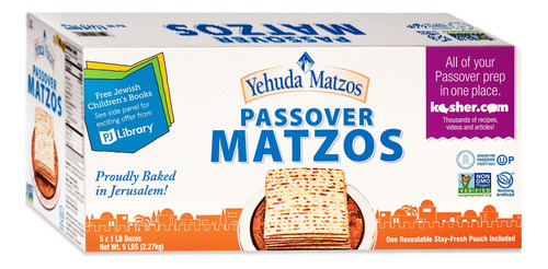 Yehuda Passover  Matzo, 1 Libra (paquete De 5) | Bono 1 Bol.