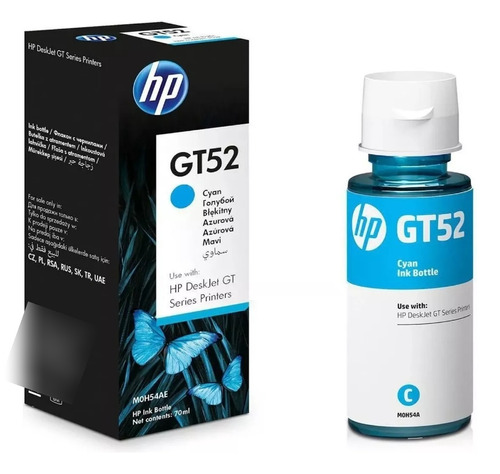 Botella De Tinta Hp Gt52 Cian 70ml M0h54al 