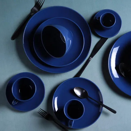 Juego con 6 platos planos Coup de color azul marino de 27,5 cm de diámetro