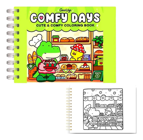 Livro De Colorir A5 Cute Comfy Days Papel 180g Capa Dura E Acetato Protetor Incluso