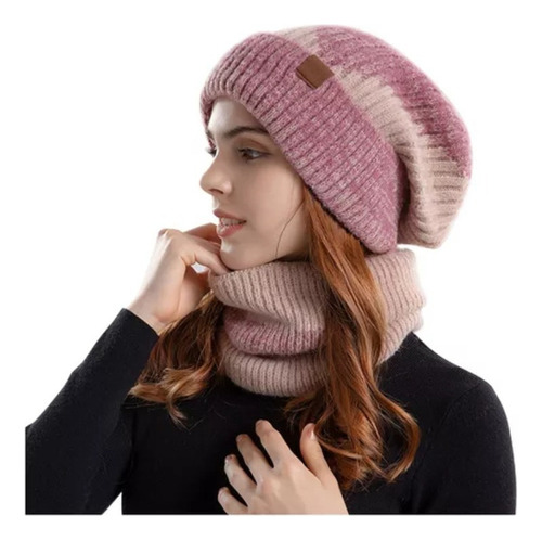 Gorro De Punto De Invierno Cálido Conjuntode Gorro Y Bufanda