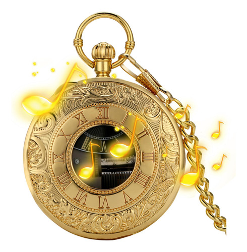 Reloj De Bolsillo De Cuarzo Vintage Con Cadena Dorado