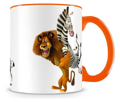 Caneca Madagascar Alex E Marty Laranja Cor Branco