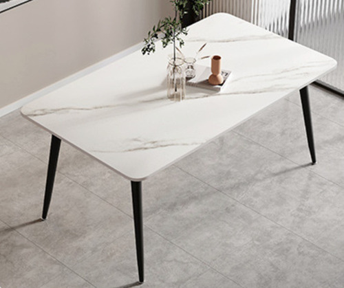 Mesa Comedor Mármol Natural Carrara Con Pata Metal Dorada 