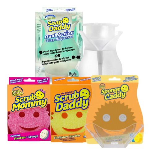 Scrub Daddy + Scrub Mommy + Soap Daddy + Sponge Caddy