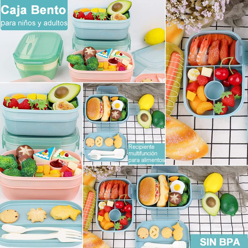 Box Lunch 3 Niveles Topper 1900ml Fiambrera Con Cubiertos