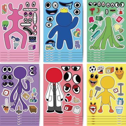 Pegatinas Stickers Rainbow Friends 12 Pack Make A Face