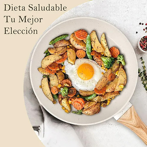 Bateria De Cocina Juego De Ollas Y Sarten 9 Piezas Blanco Makayla