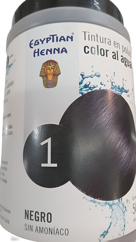 Egyptian Henna Color Al Agua Pote 500g Tono No1 Negro Negro