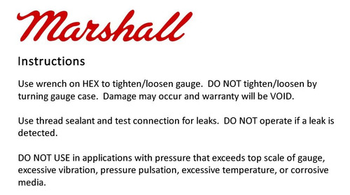 Instrumentos Marshall Cwb00100 Cwb 0-100 Psi
