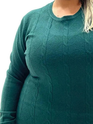 Imagem 4 de 4 de Sueter Plus Size Feminino Trico Desenhado Relevo