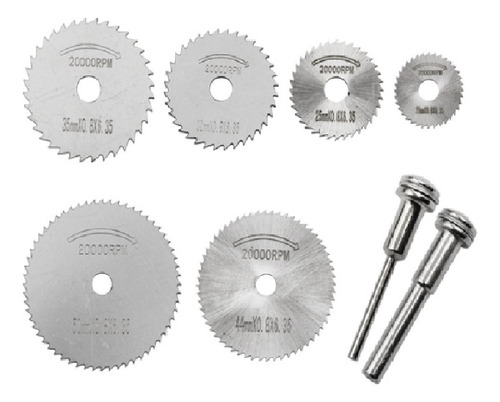 Set 6 En 1 Mandril Sierra Circular Hss Dremel 22-50mm