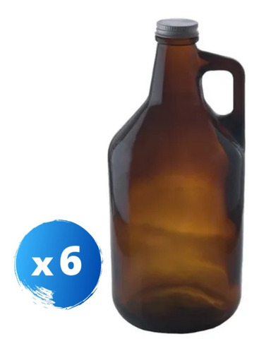 Botellon Growler Cerveza Vidrio Ambar C Tapa 1.9 L X 6 Unid
