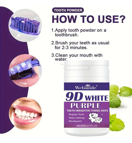 2 Polvos Blanqueadores De Dientes Morado
