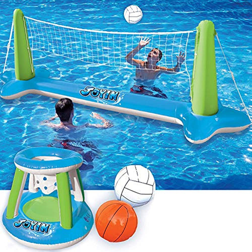 Red De Voleibol Inflable Y Aros De Baloncesto Juego De Flota