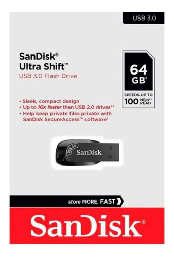 Pendrive Sandisk Ultra Shift 64gb Usb 3.0 100 Mb/s