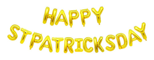 Letrero Globo Metalico 41cm Dorado Happy St Patrick´s Day