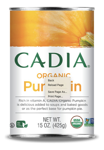 Cadia Organic Pumpkin Calabaza Organica 425g
