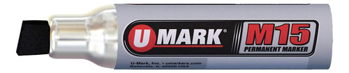 12 Marcadores Permanentes Cincel Ancho Negro U Mark