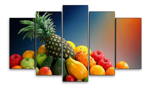 Cuadro Decorativo Moderno Frutas Bodegon Jd-0427 G Quíntuple 100x60 Cm Sin Marco