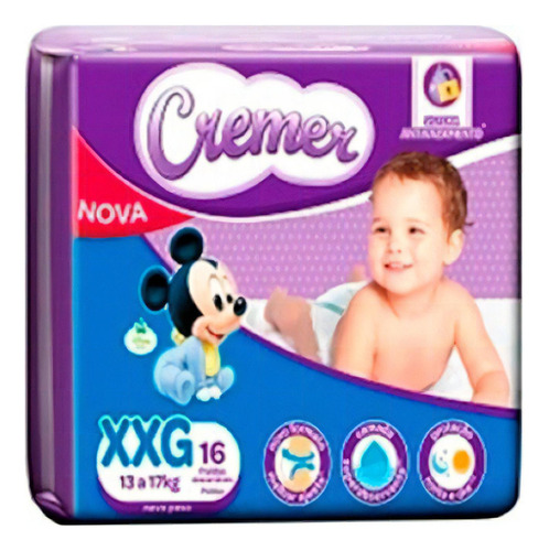 Fralda Jumbo Xxg 8 Pacotes Com 16 Unidades Cremer Gênero Sem gênero Tamanho Extra extra grande (XXG)