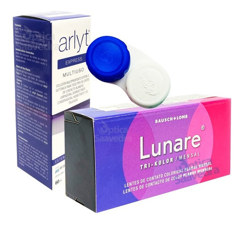 Imagen 1 de 9 de Lunare Lentes Contacto Color Trikolor Liquido 60ml Estuche
